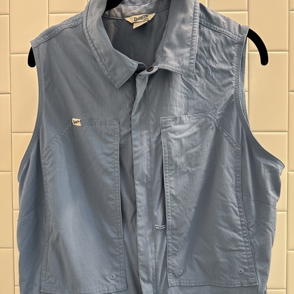 Duluth Trading W Coverall Heirloom Gardening Workwear Chore Sleeveless Blue L - Picture 3 of 9